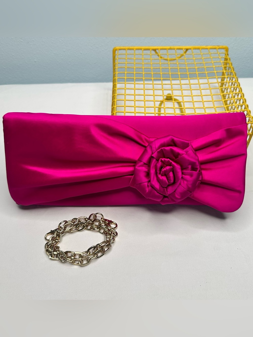 Ted Baker Satin Rose-Embellished Clutch - Hot Pink